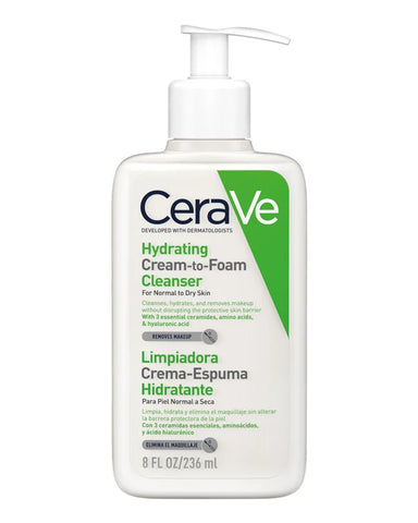 Limpiadora Crema - Espuma Hidratante - Piel Normal a Seca - Cerave