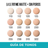 Base Fit Me Maybelline Mate Y Sin Poros (Envase De Vidrio)